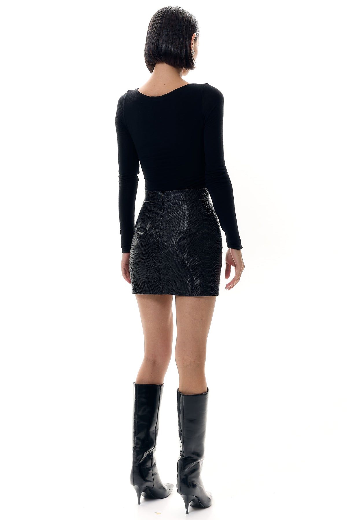 Croc-Embossed Mini Skirt