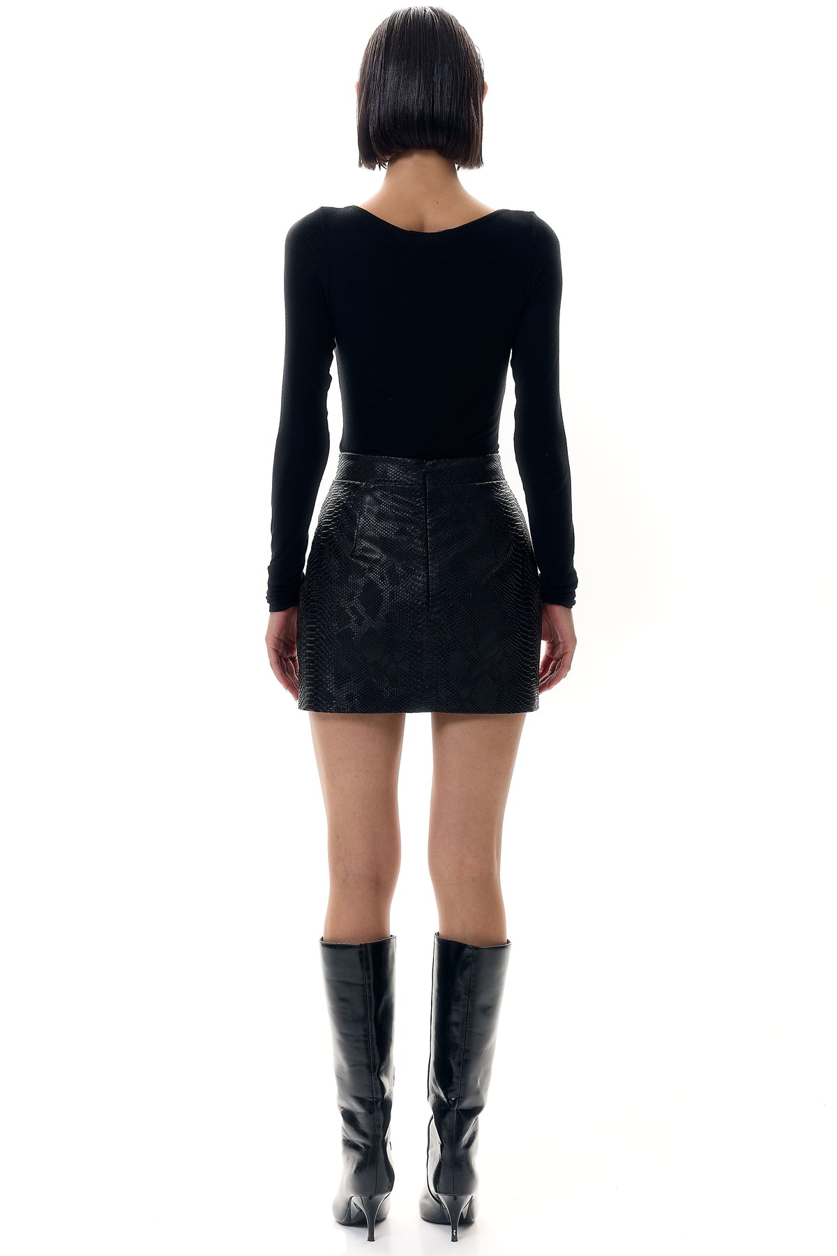 Croc-Embossed Mini Skirt