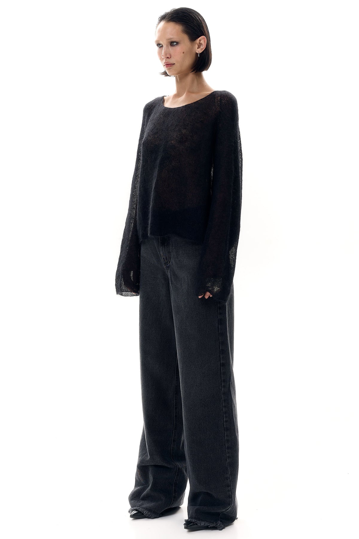 Hand-Knitted Mohair and Silk Sweater