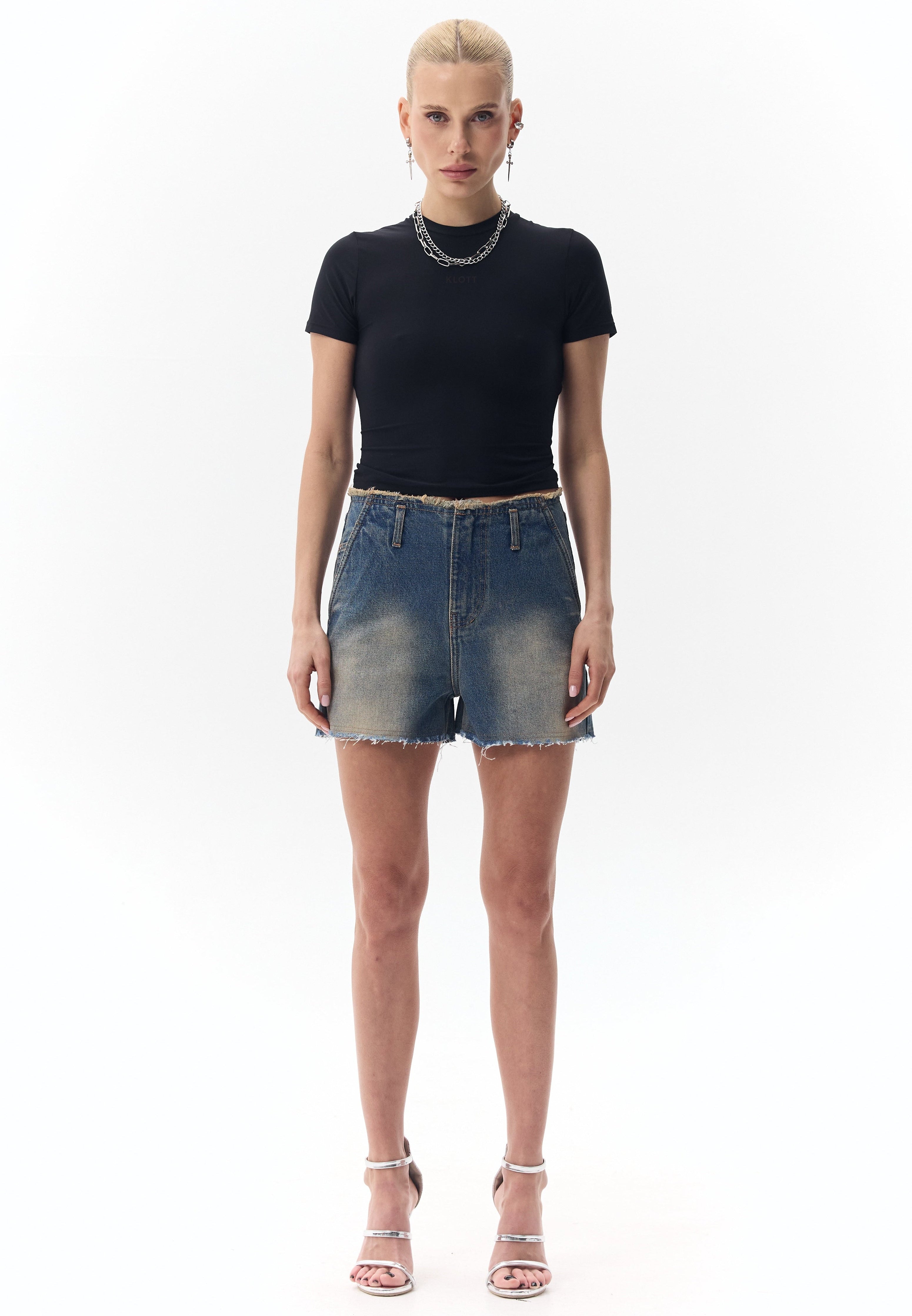 Cut-Off Denim Shorts