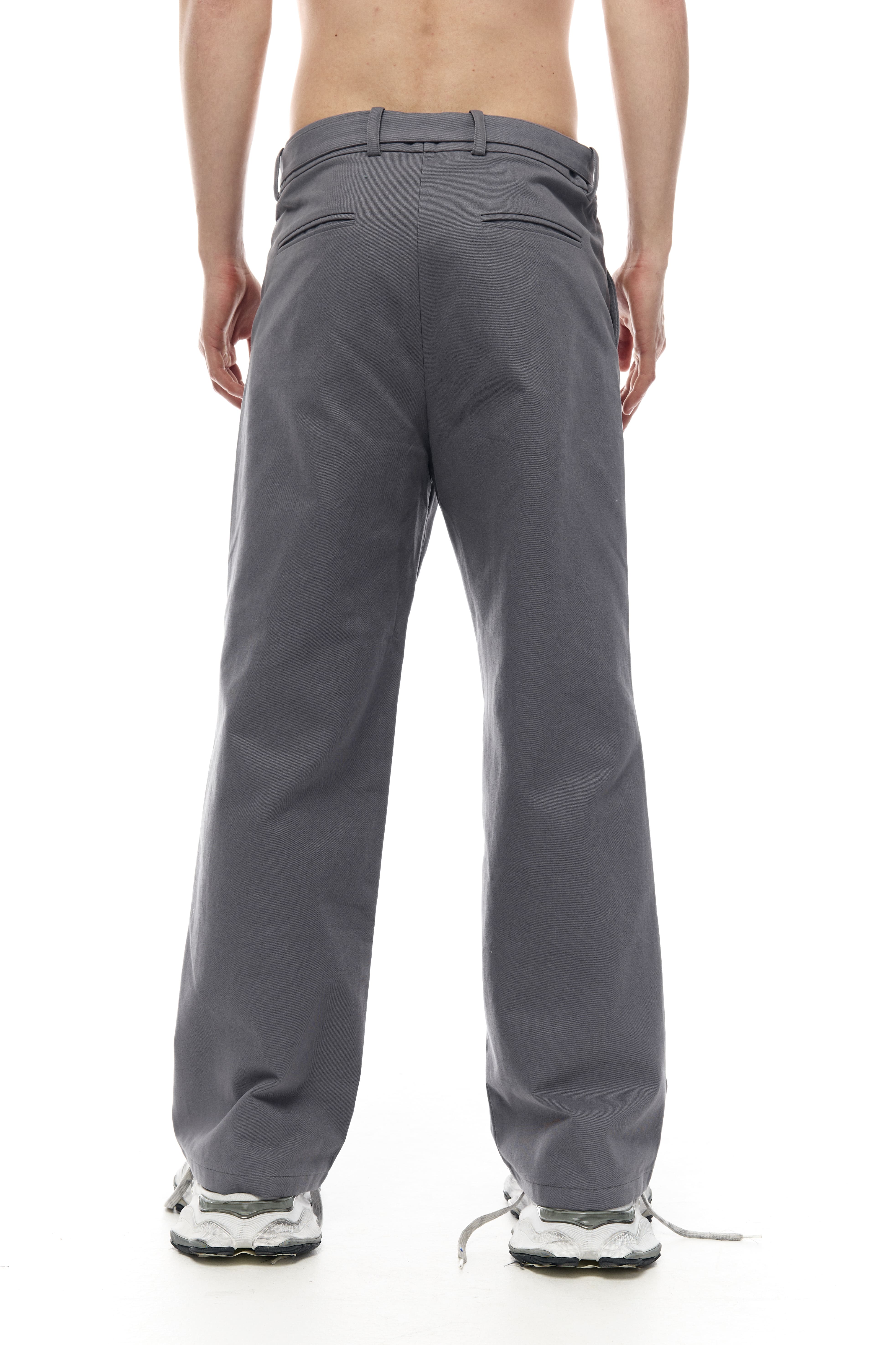 BAGGY FIT COTTON BELTED TROUSERS