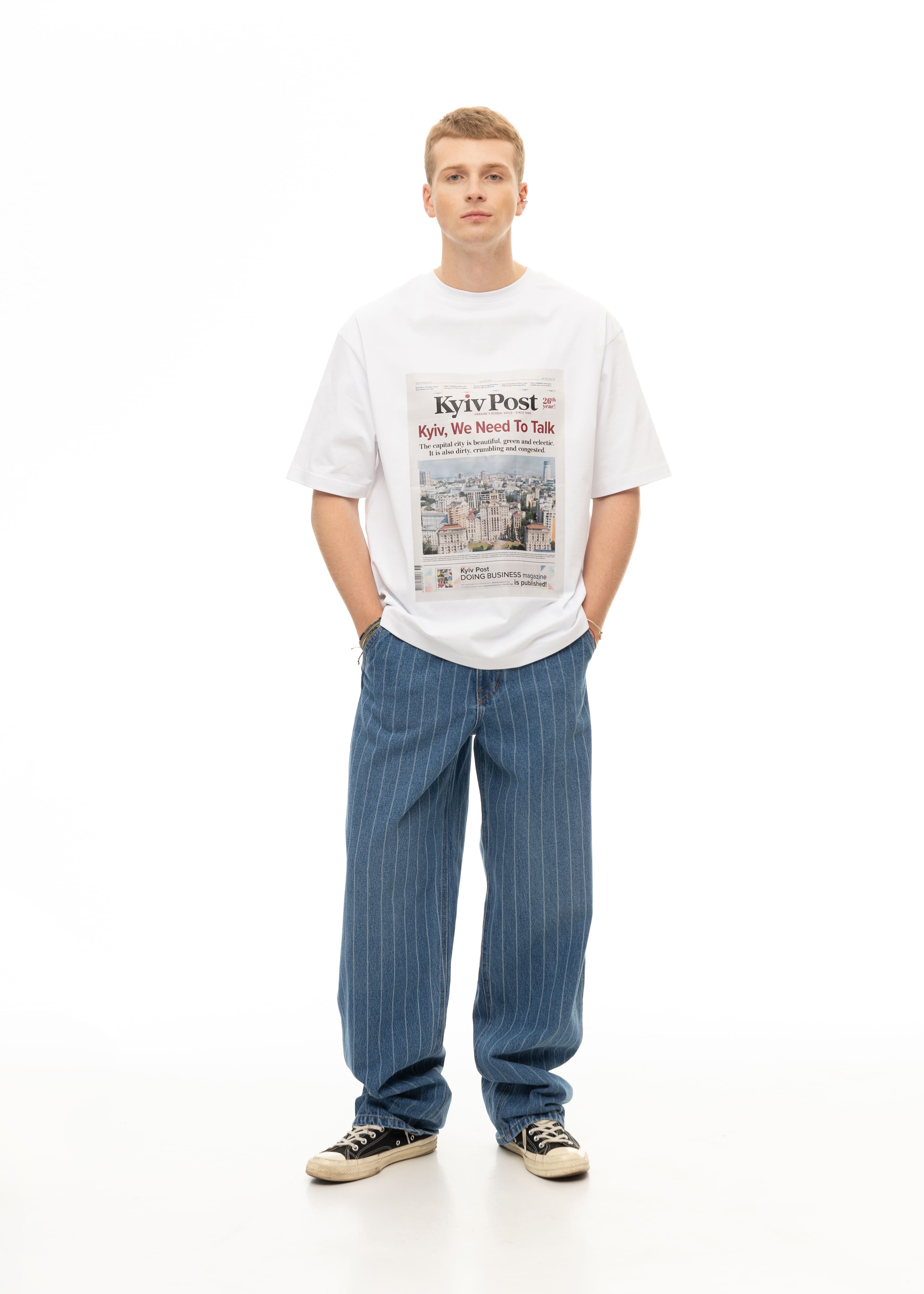 OVERSIZED FIT COTTON T-SHIRT "KYIV POST"