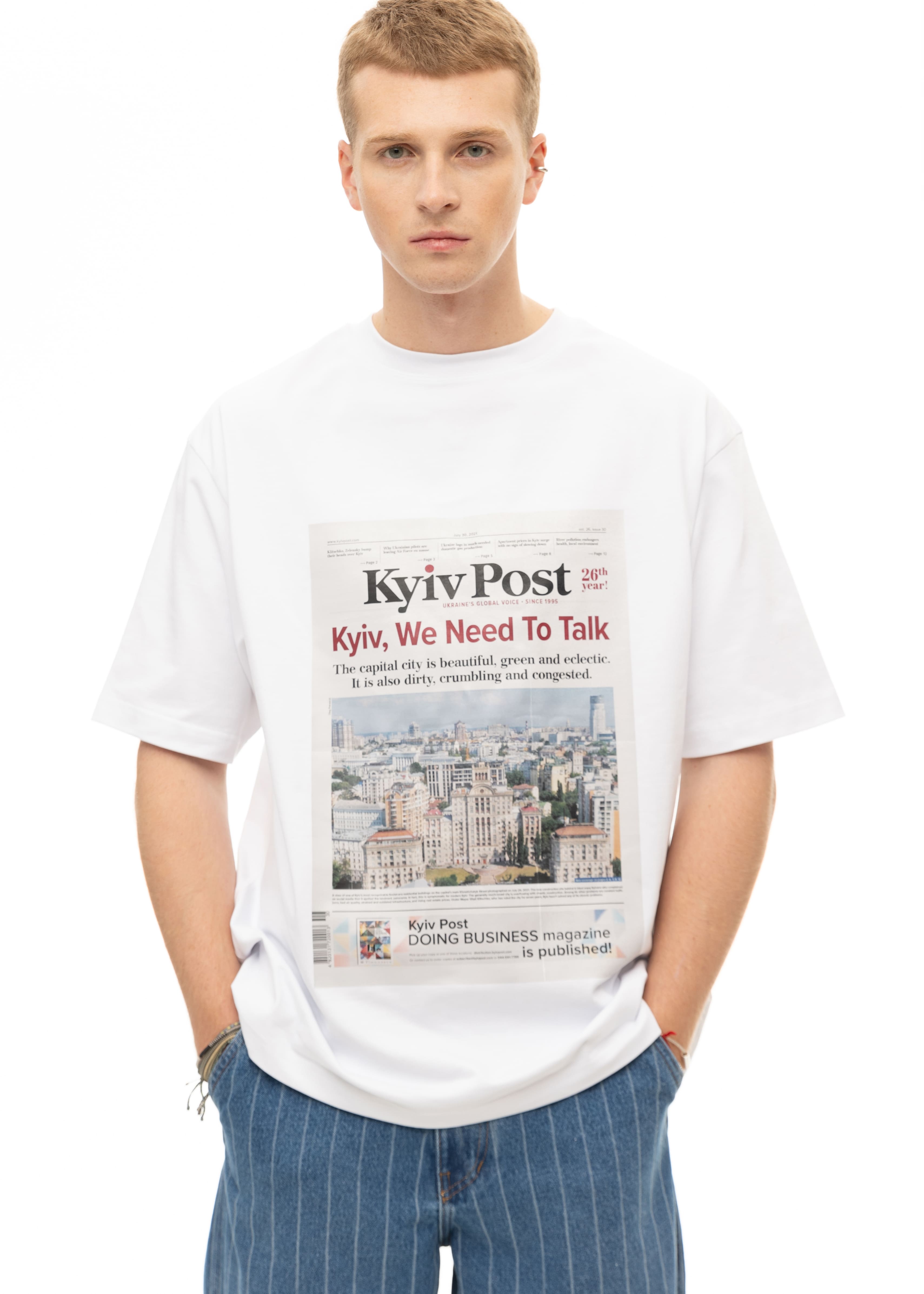 OVERSIZED FIT COTTON T-SHIRT "KYIV POST"